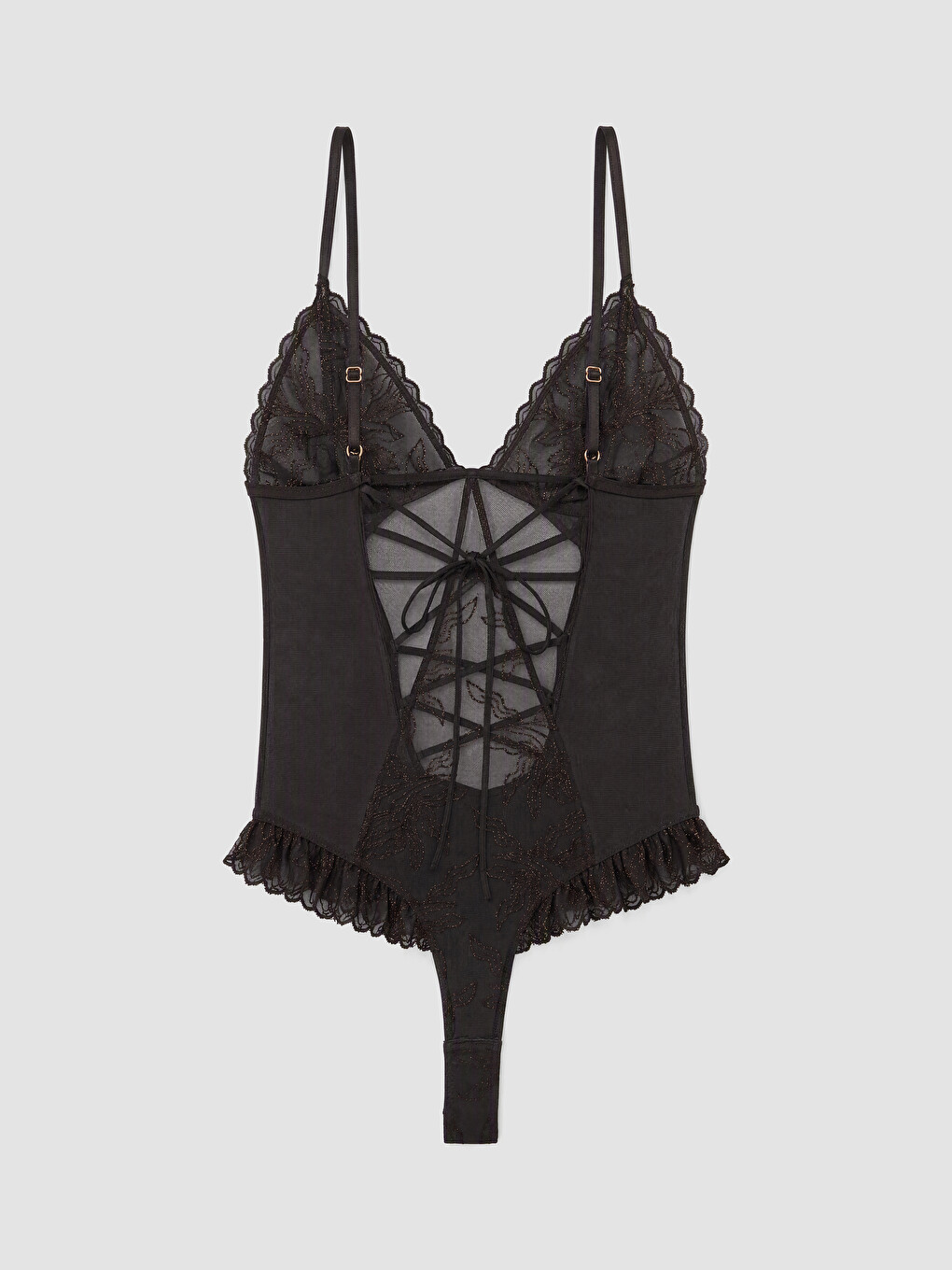 Embroidered Strappy Women's Fancy Bodysuit-1