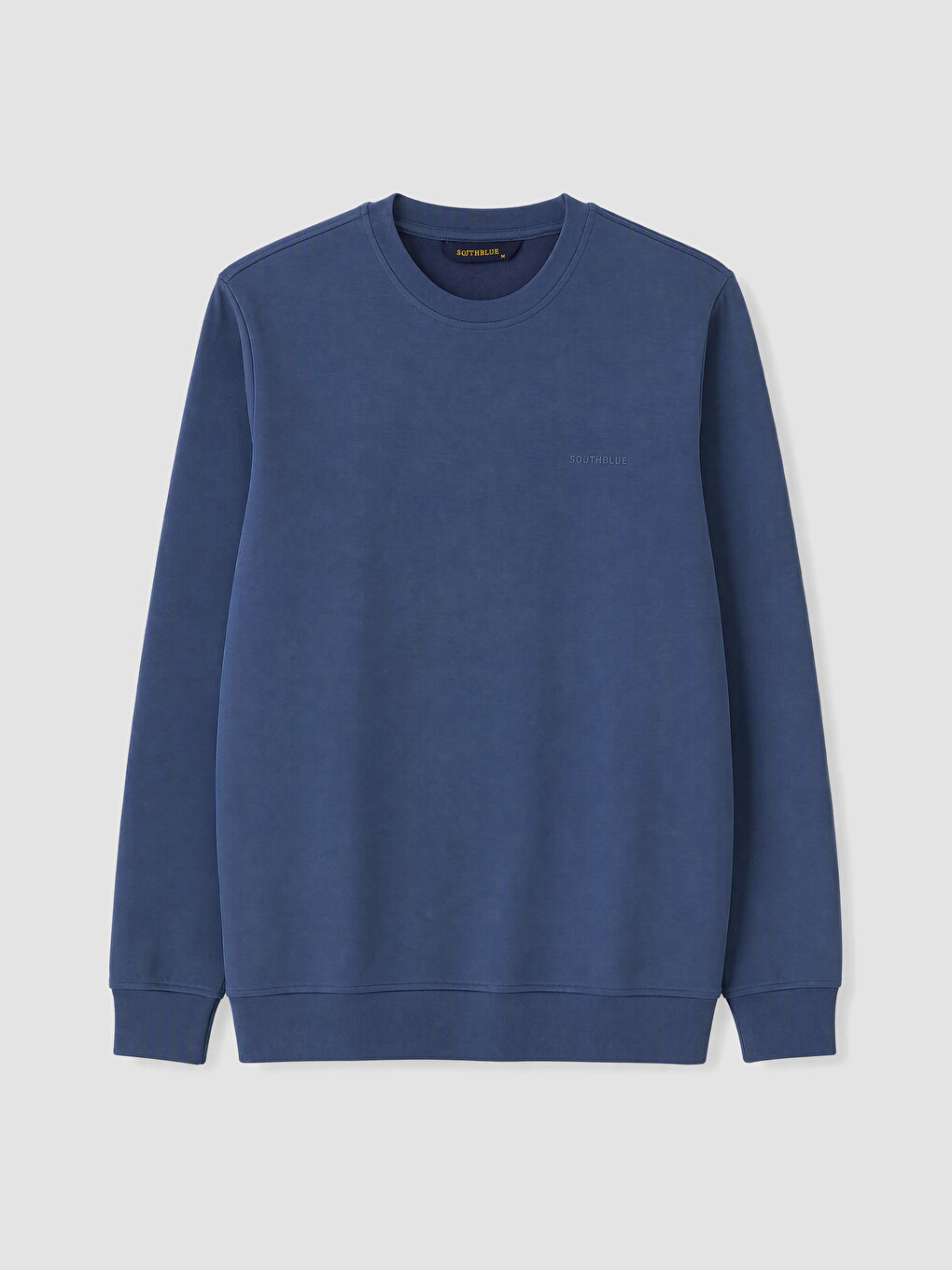 İndigo Bisiklet Yaka Nakışlı Erkek Sweatshirt