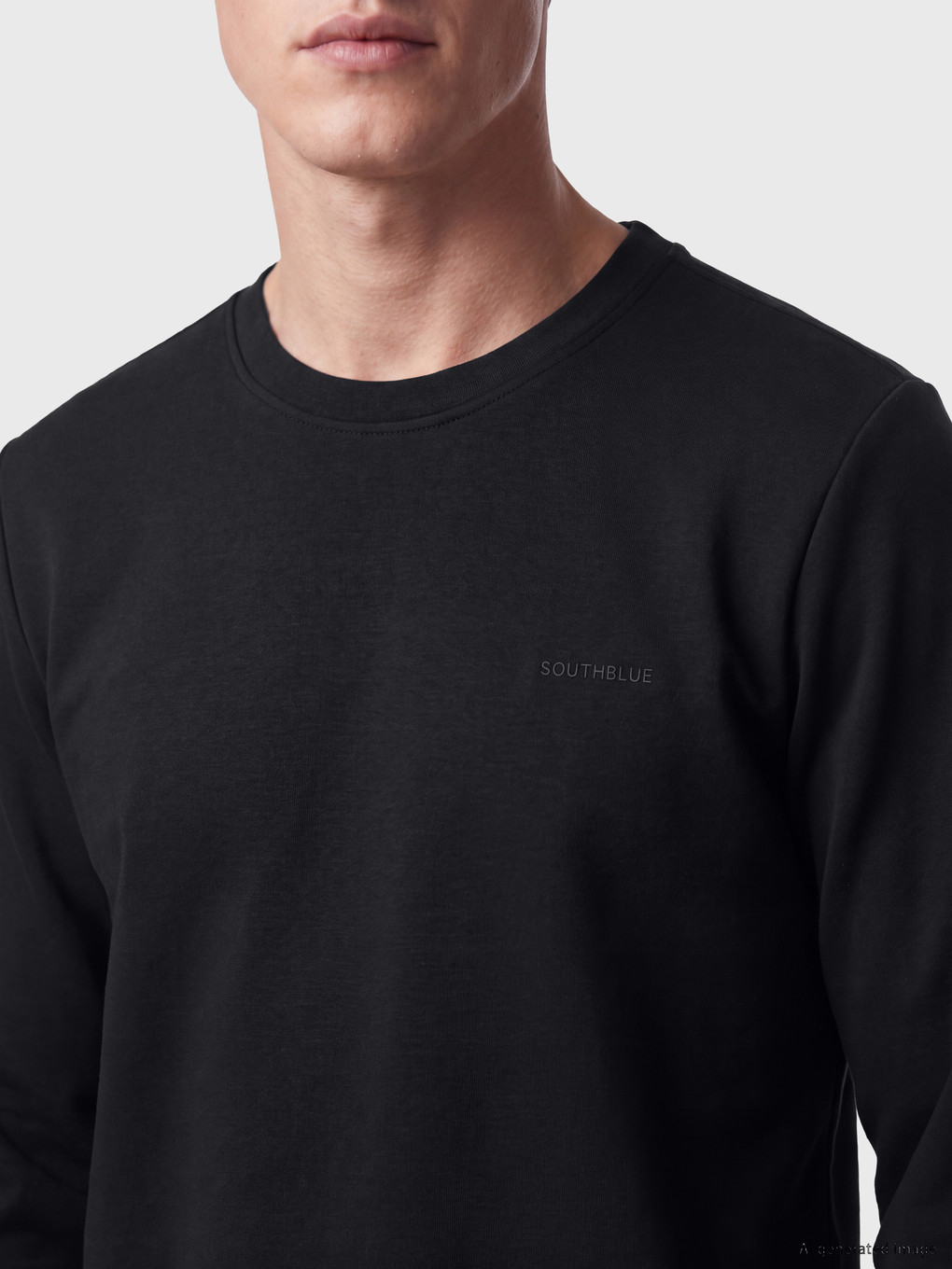 Siyah Bisiklet Yaka Erkek Sweatshirt-2