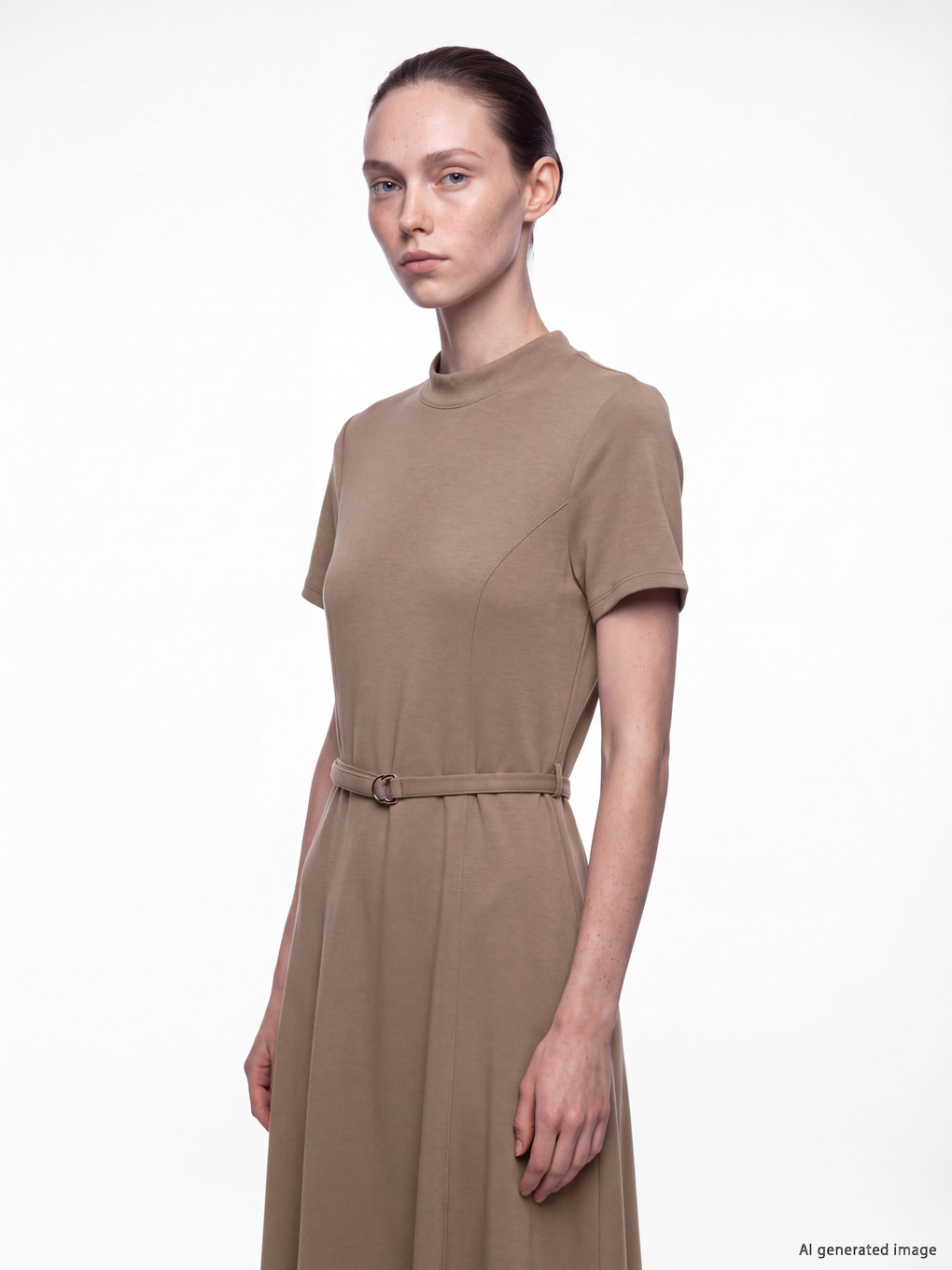 Mock Neck Belted Dress-1