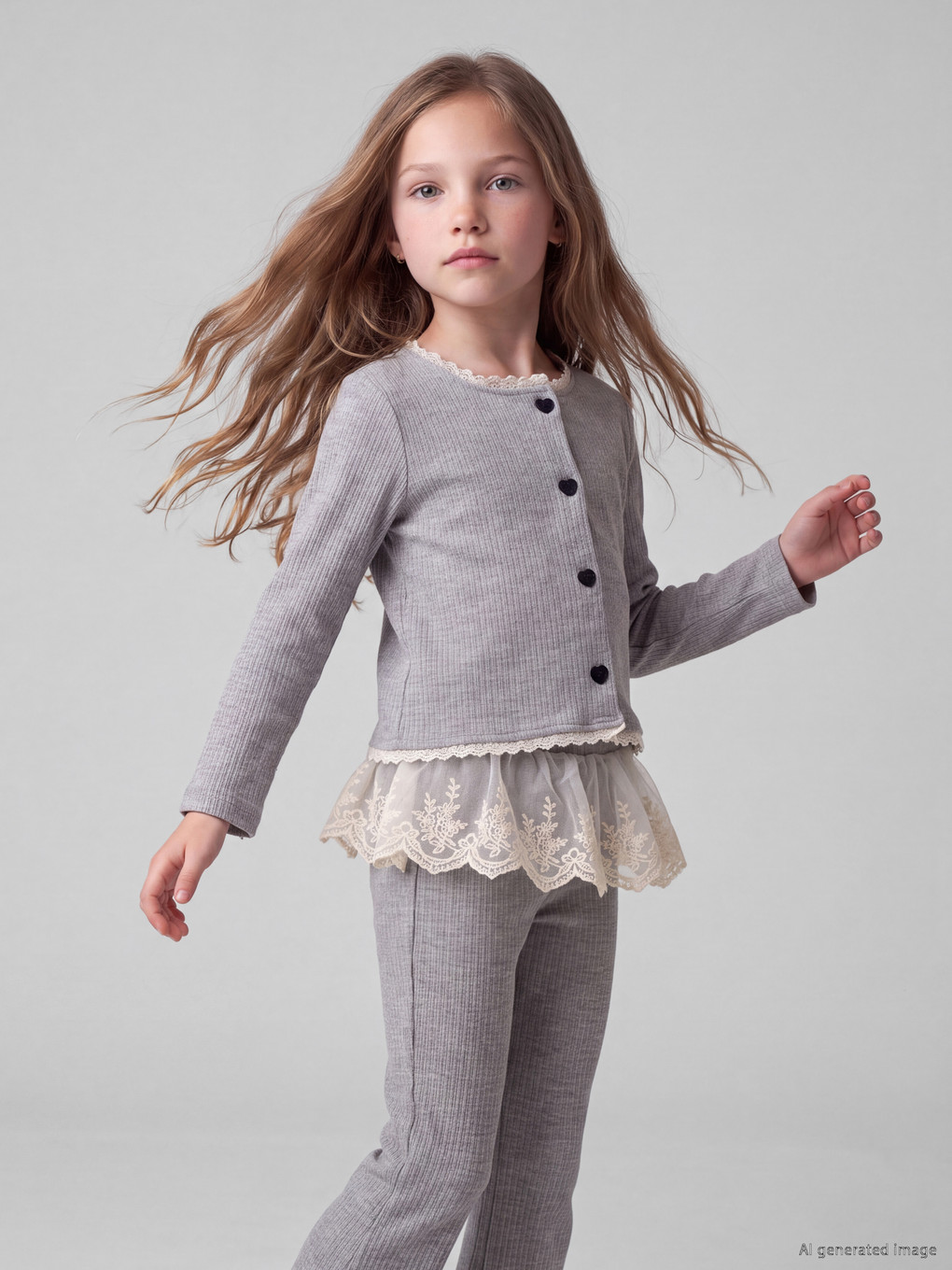 Crew Neck Girls' Cardigan