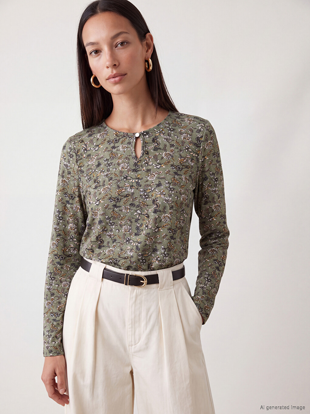 Crew Neck Floral Blouse