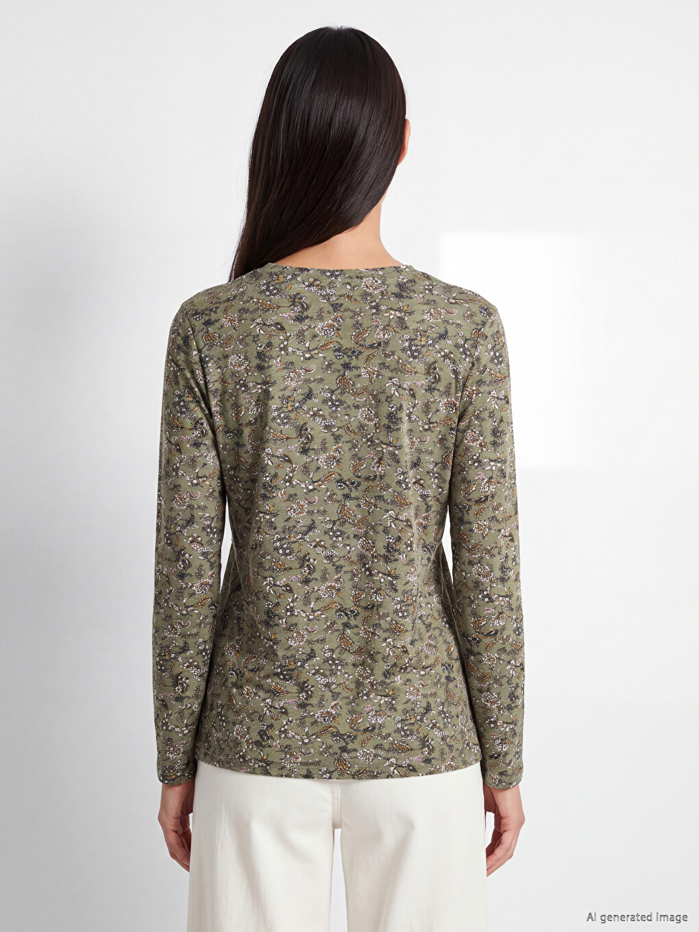 Crew Neck Floral Blouse-3