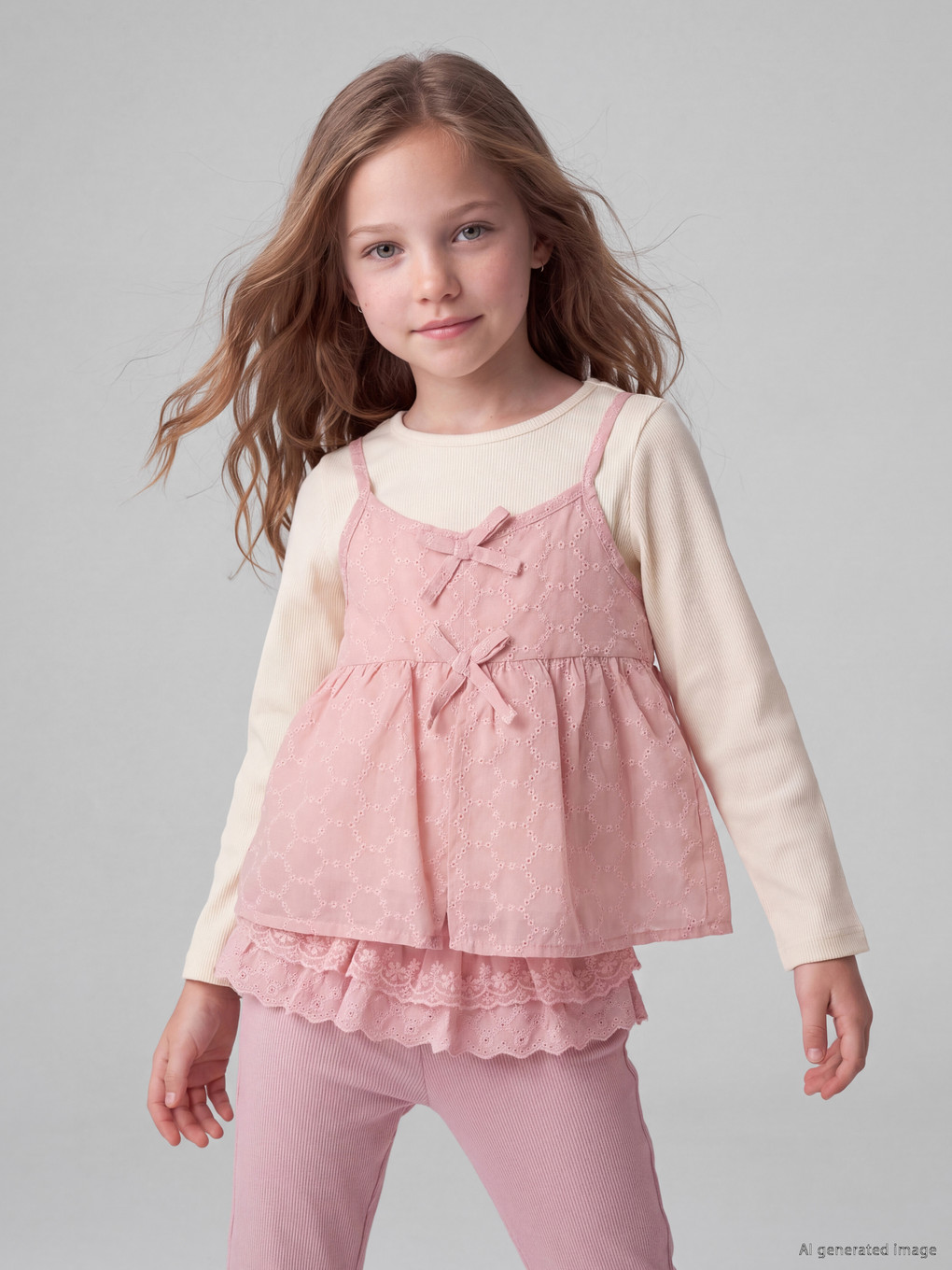 Embroidered Bow Girls' T-shirt-2