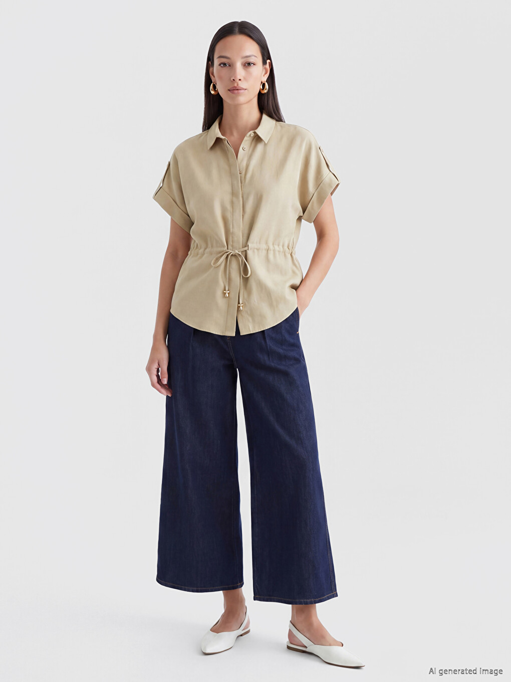 Këmishë Oversize Me Lidhëse Për Gra-1