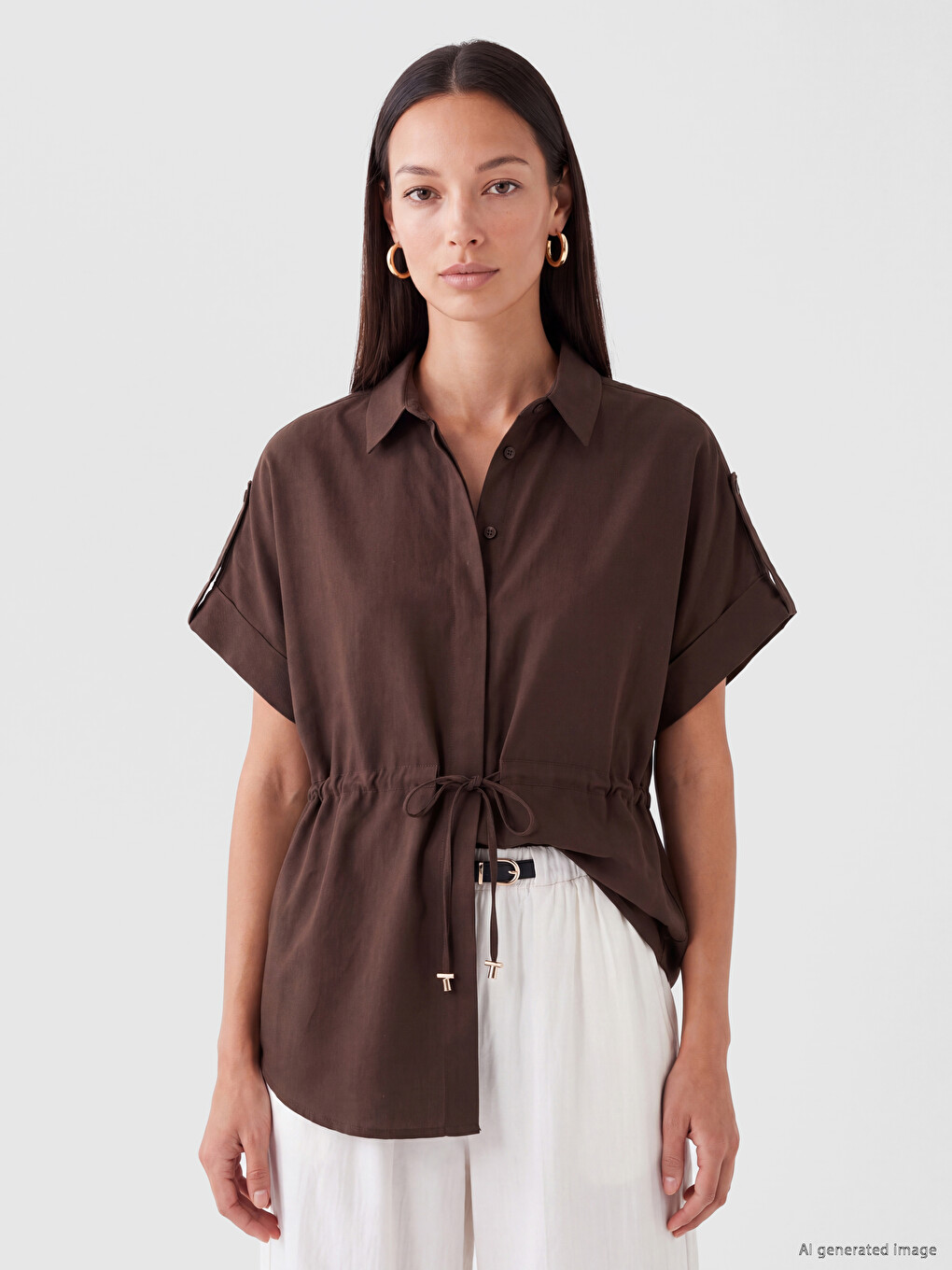 Lace-up Oversize Women's Shirt