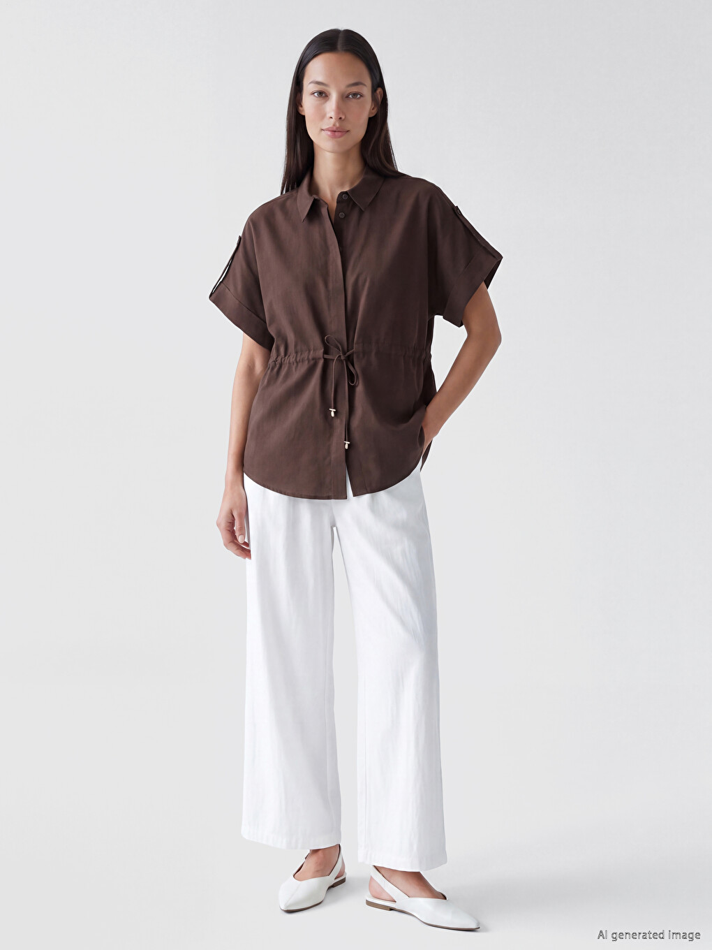 Lace-up Oversize Women's Shirt-1