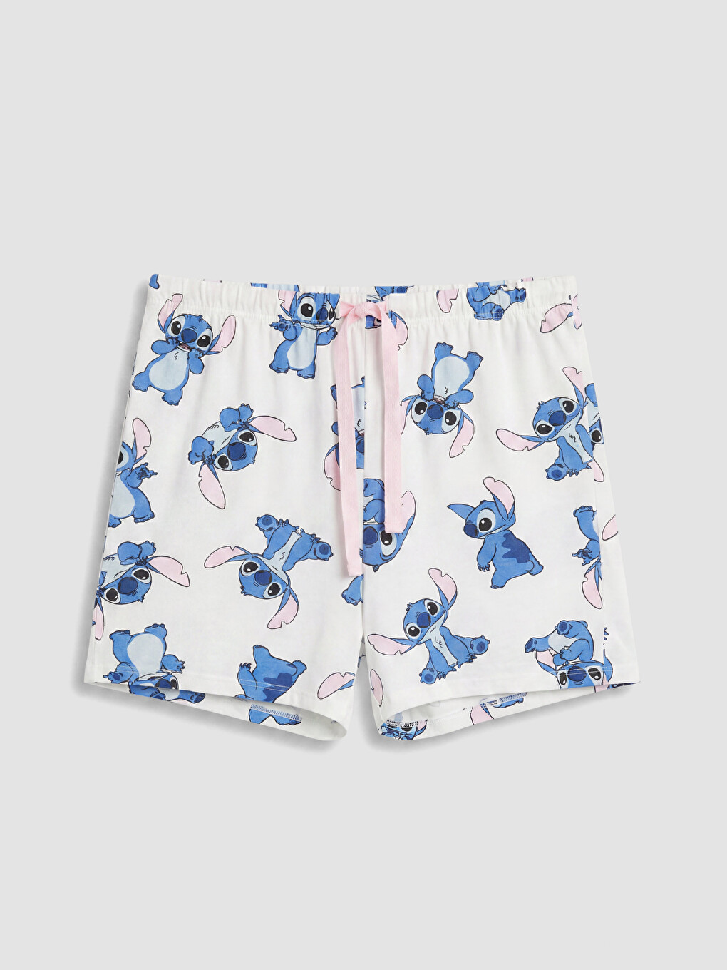 Ekru Beli Lastikli Stitch Baskılı Kadın Şort Pijama Altı-2