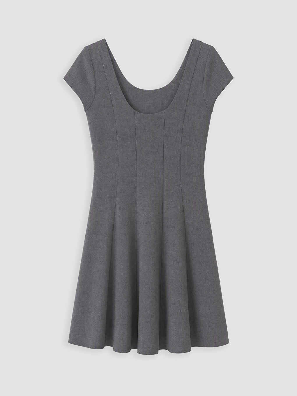 U Neck Fitted Waist Mini Dress-2