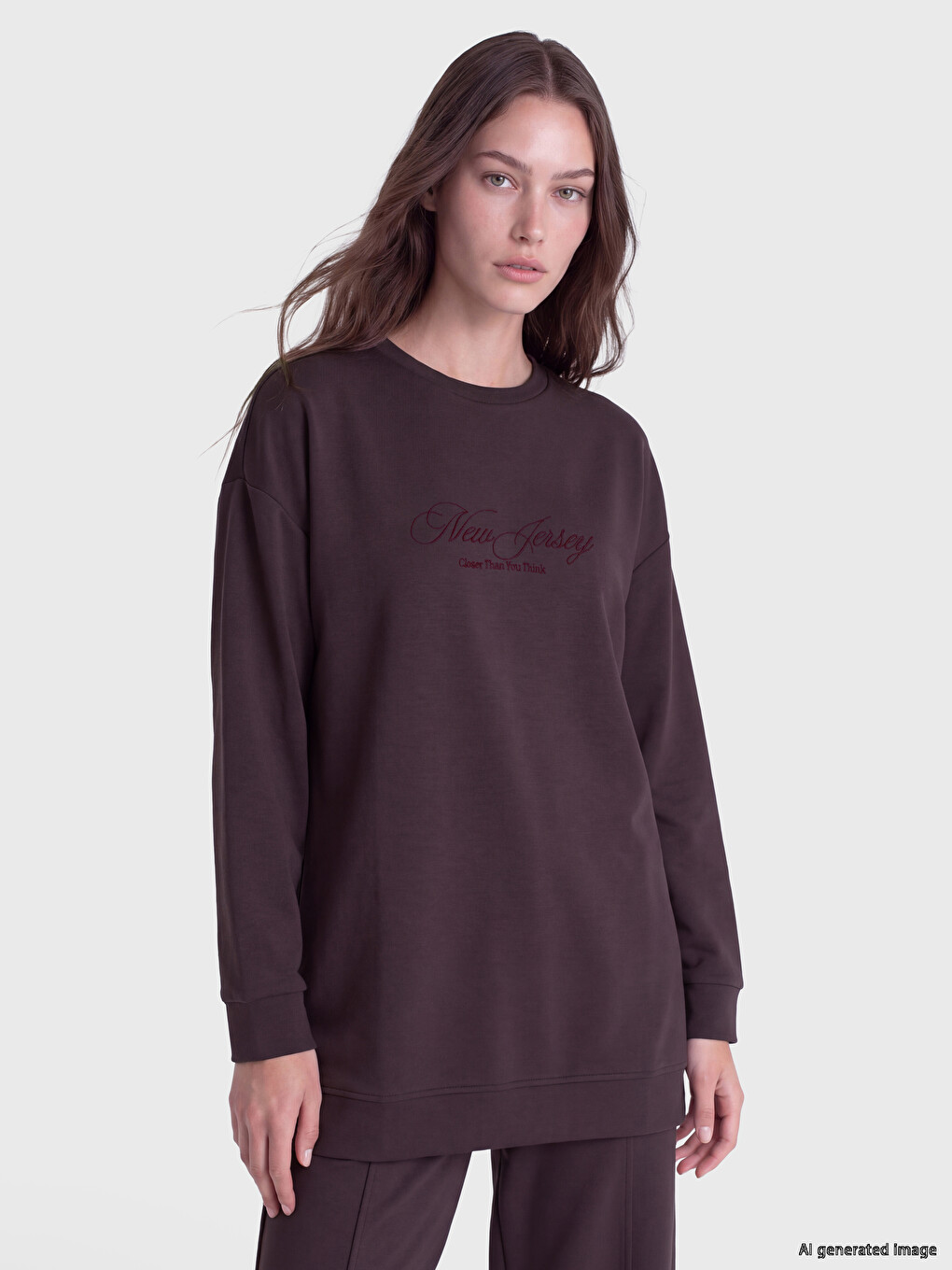 Embroidered Soft Touch Women's Sweatshirt Tunic