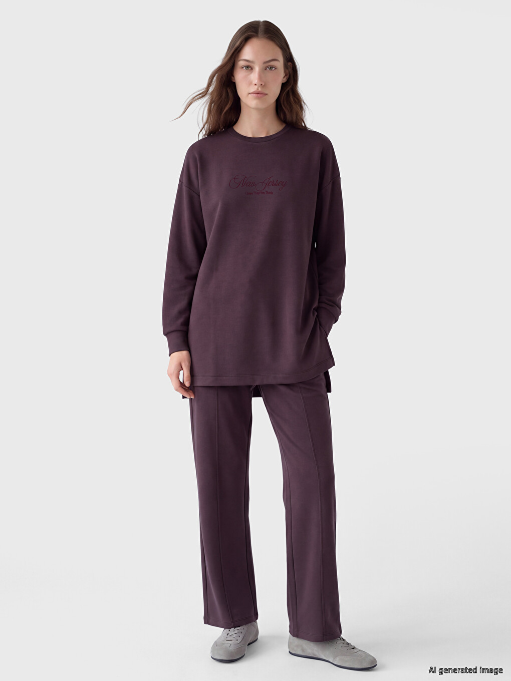 Embroidered Soft Touch Women's Sweatshirt Tunic-1