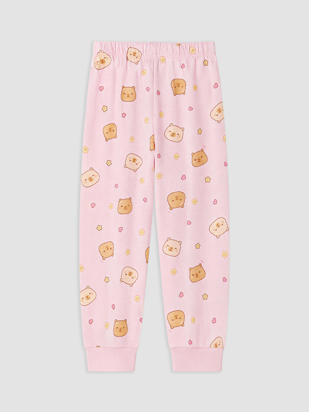 Ekru Bisiklet Yaka Kız Çocuk Pijama Takım-3
