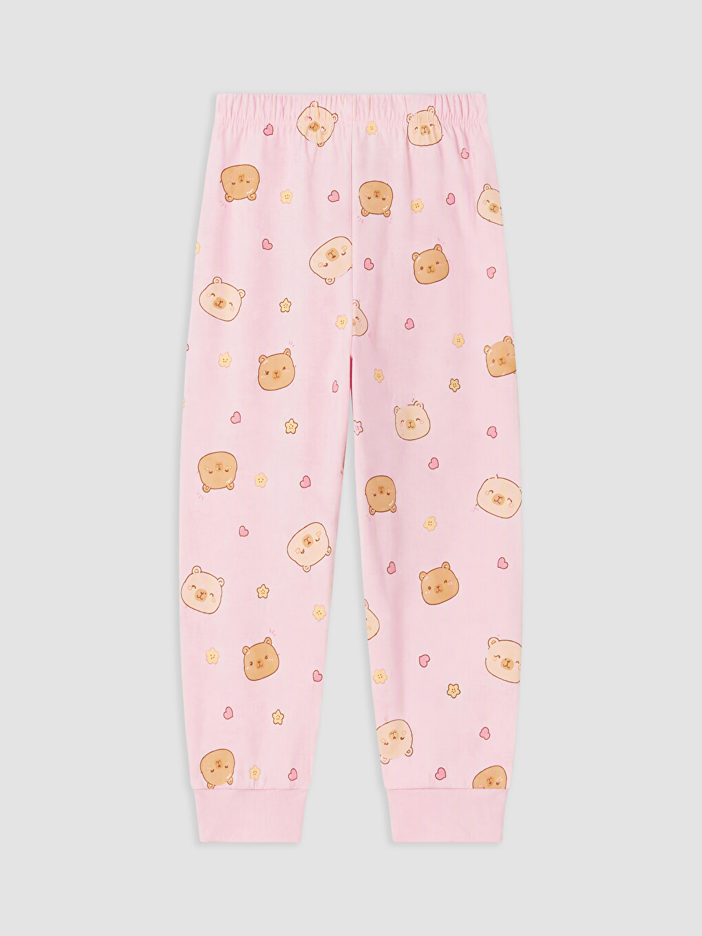 Ekru Bisiklet Yaka Kız Çocuk Pijama Takım-4