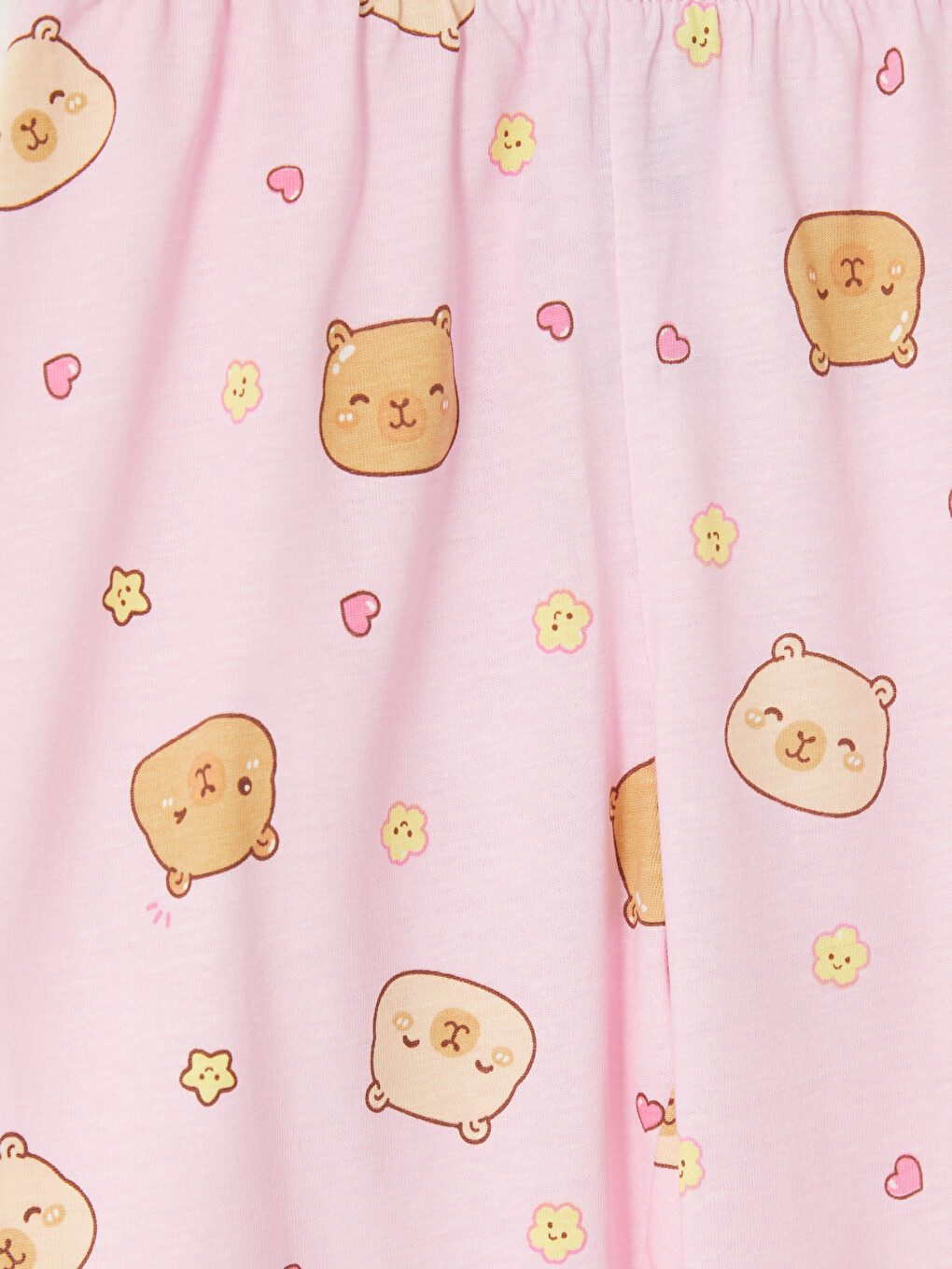 Ekru Bisiklet Yaka Kız Çocuk Pijama Takım-6
