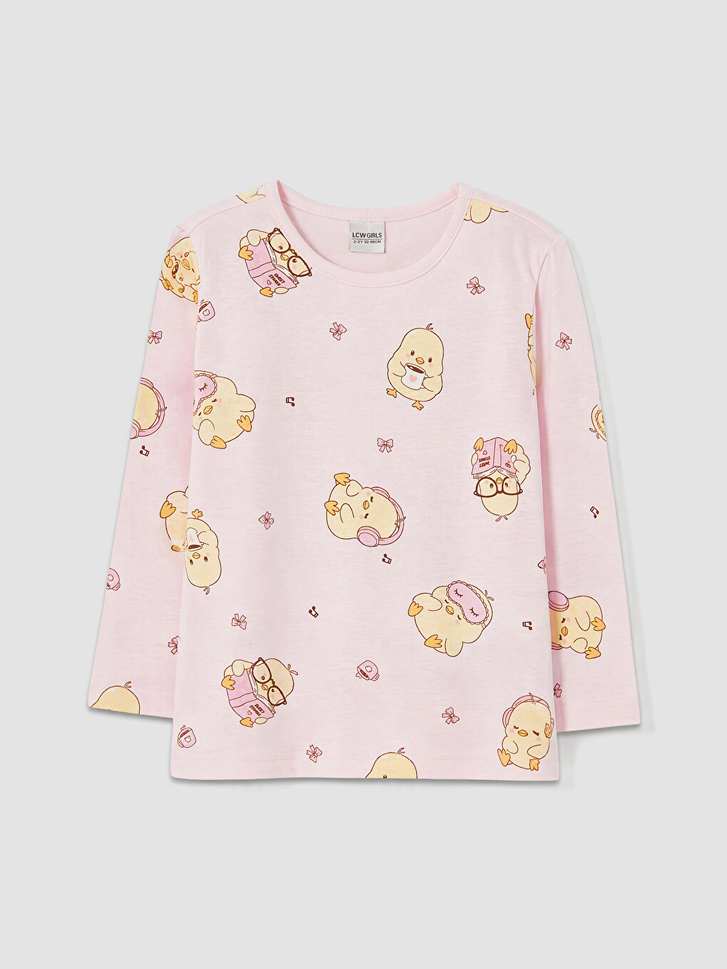 Pembe Civciv Baskılı Kız Çocuk Pijama Takım-1