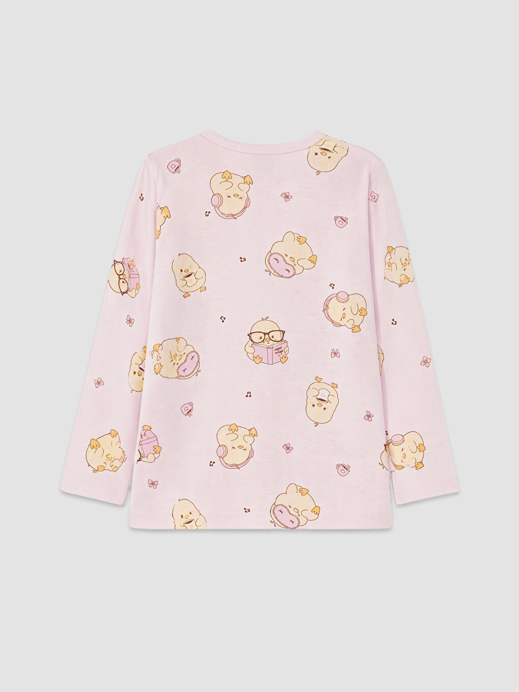 Pembe Civciv Baskılı Kız Çocuk Pijama Takım-2