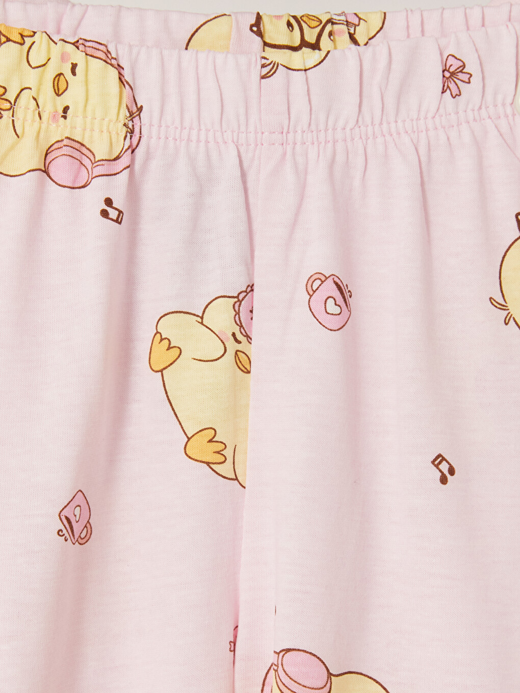Pembe Civciv Baskılı Kız Çocuk Pijama Takım-6