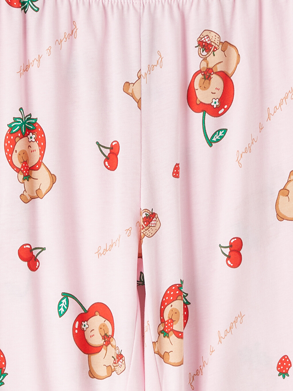 Pembe Gömlek Yaka Baskılı Kız Çocuk Pijama Takım-5