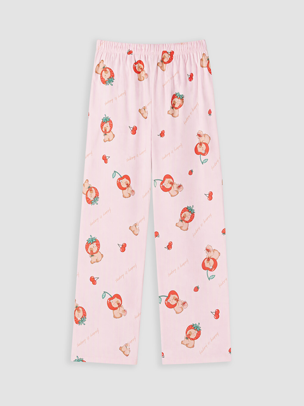 Pembe Gömlek Yaka Baskılı Kız Çocuk Pijama Takım-6