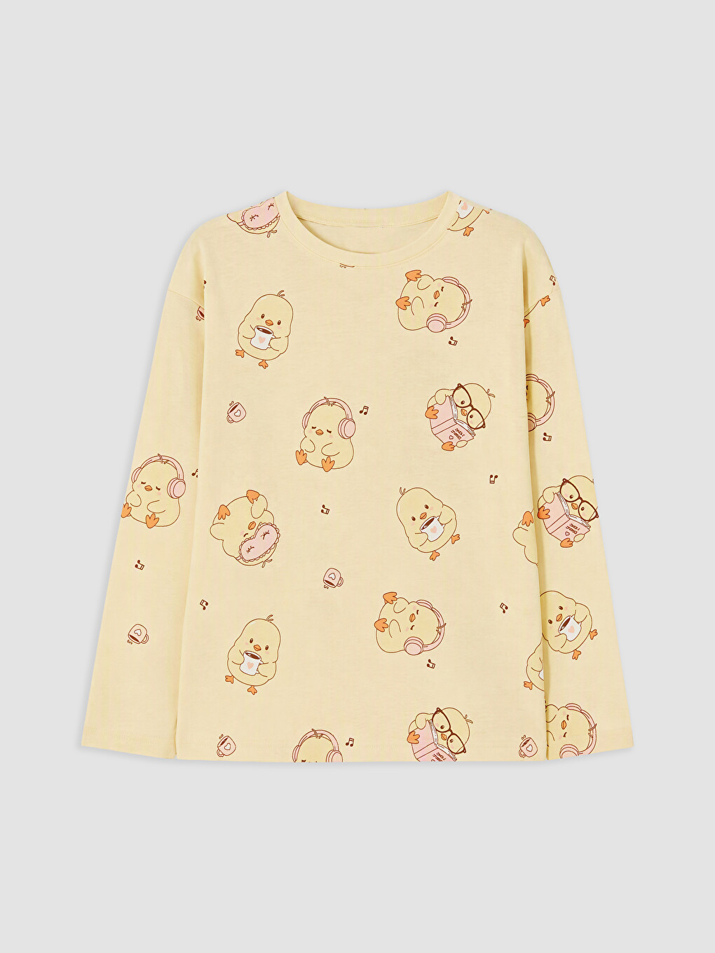 Sarı Bisiklet Yaka Kız Çocuk Pijama Takım-1