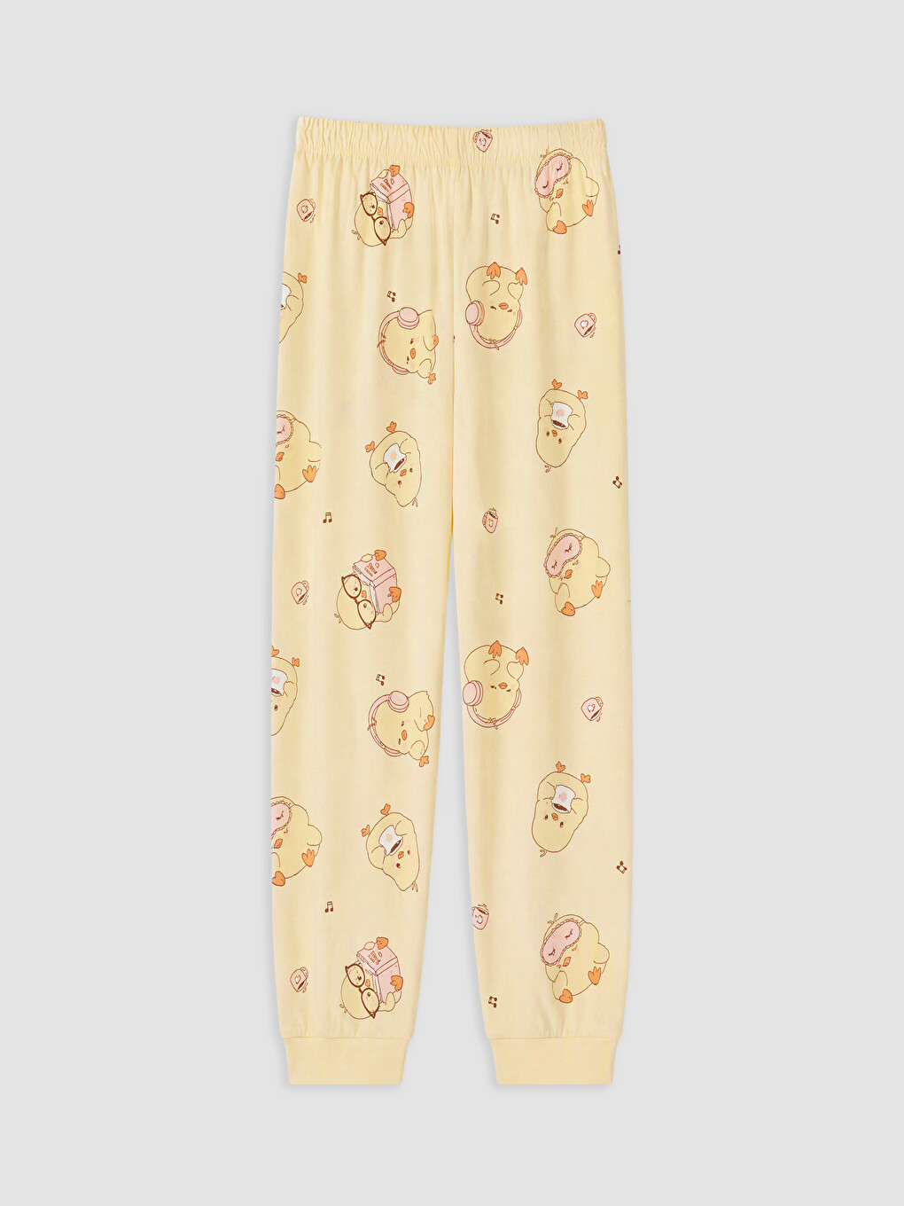 Sarı Bisiklet Yaka Kız Çocuk Pijama Takım-3