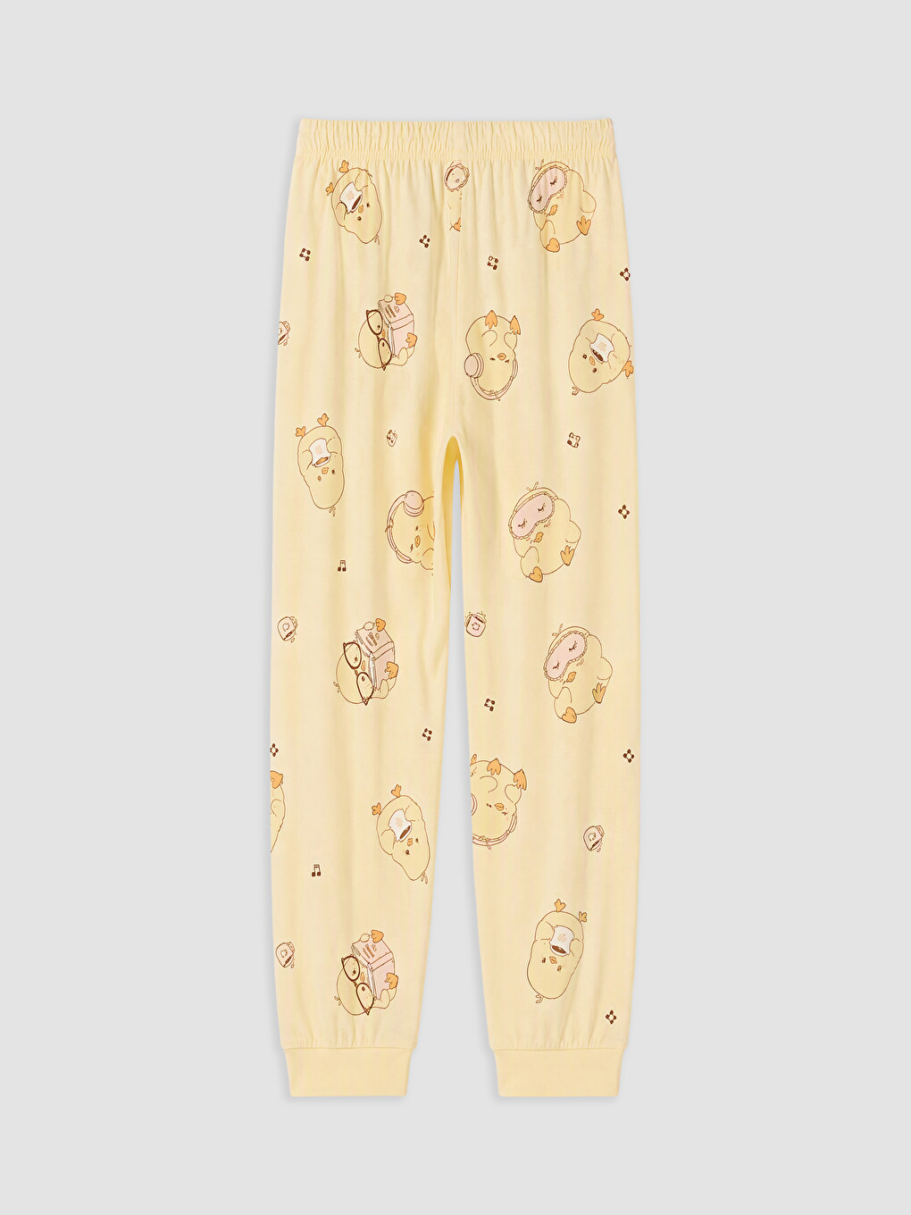 Sarı Bisiklet Yaka Kız Çocuk Pijama Takım-4