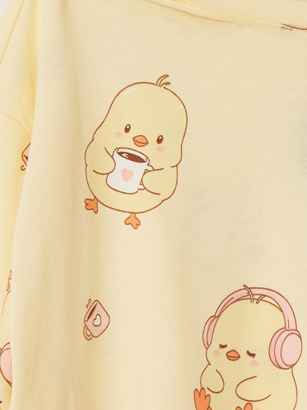 Sarı Bisiklet Yaka Kız Çocuk Pijama Takım-5