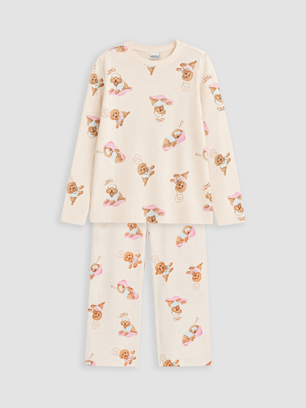 Pembe Bisiklet Yaka Kız Çocuk Pijama Takım
