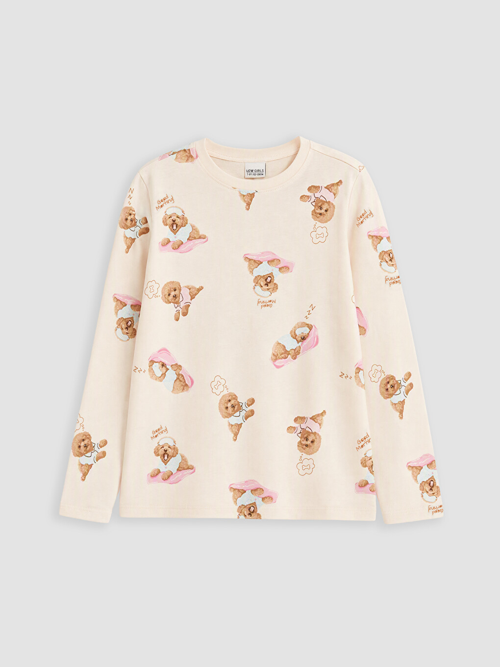 Pembe Bisiklet Yaka Kız Çocuk Pijama Takım-1