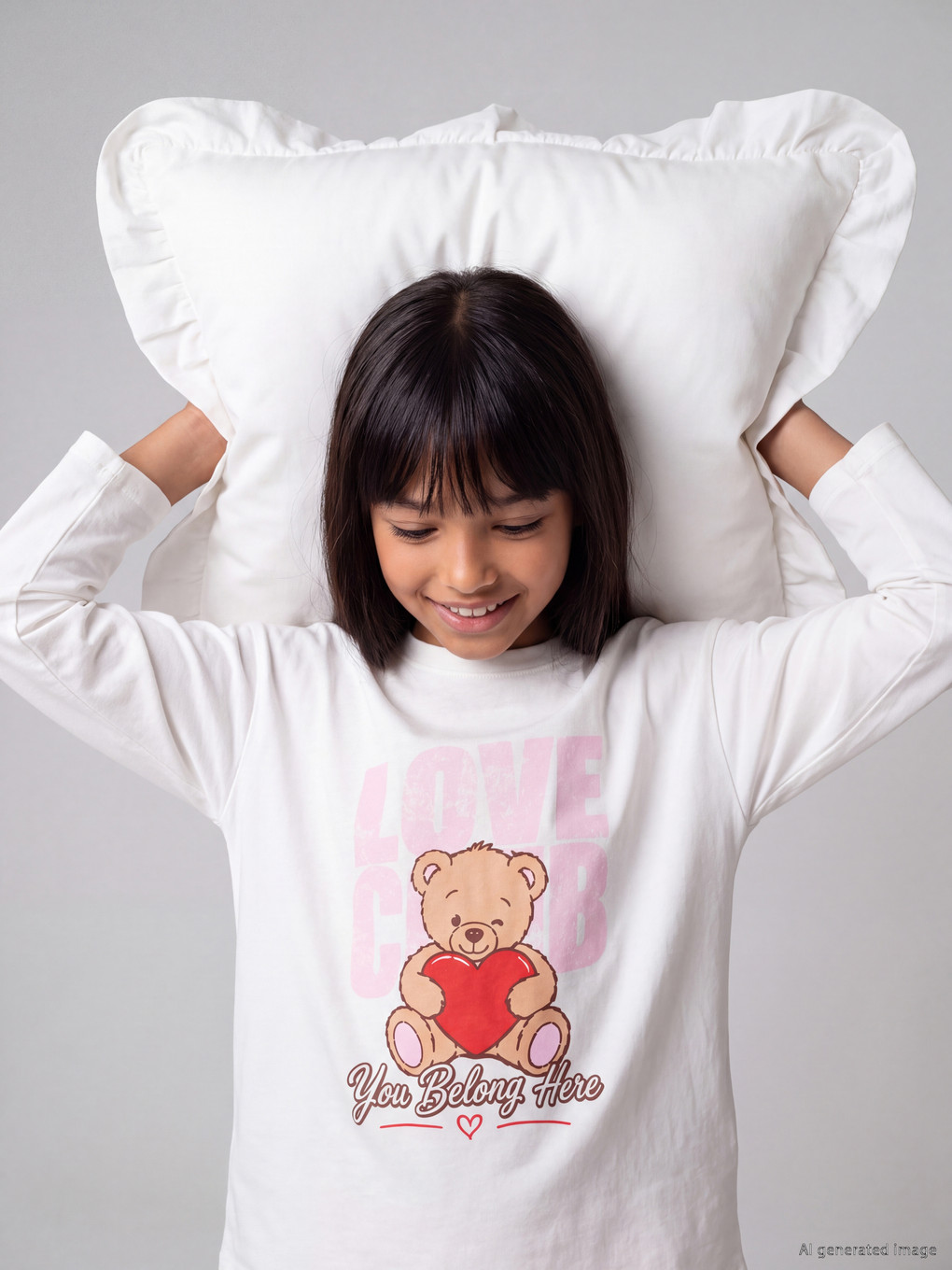 Ekru Bisiklet Yaka Kız Çocuk Pijama Takım-1