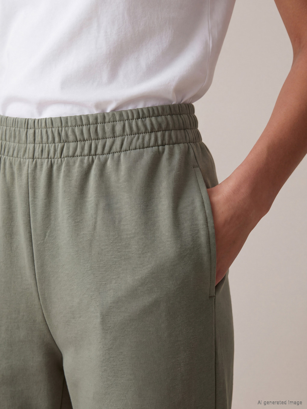 Yeşil Beli Lastikli Kadın Jogger Eşofman Altı-2