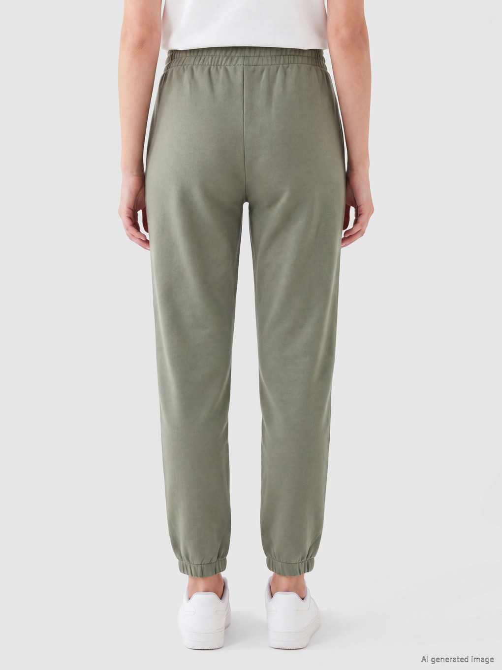 Yeşil Beli Lastikli Kadın Jogger Eşofman Altı-3
