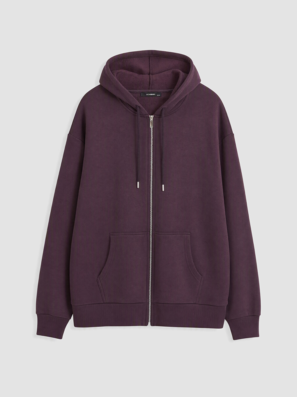 Mürdüm Kapüşonlu Kadın Kalın Fermuarlı Sweatshirt-4