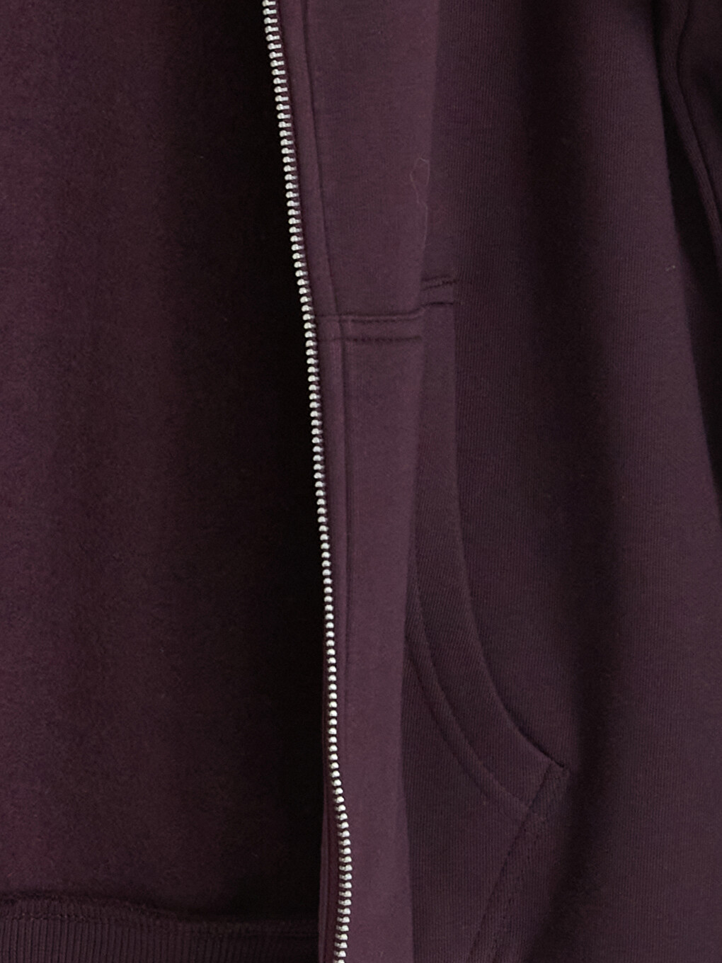 Mürdüm Kapüşonlu Kadın Kalın Fermuarlı Sweatshirt-6