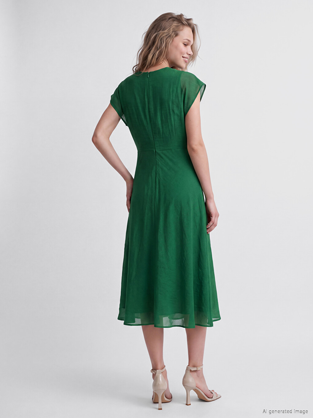 V Neck Flared Dress-3