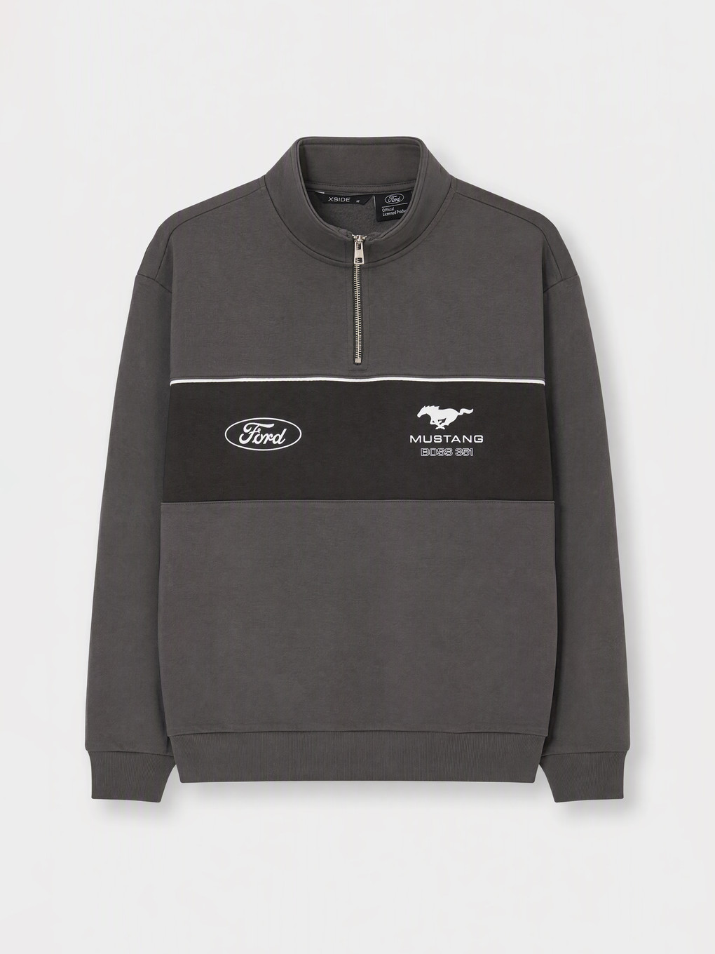 Antrasit Dik Yaka Ford Baskılı Erkek Sweatshirt-4