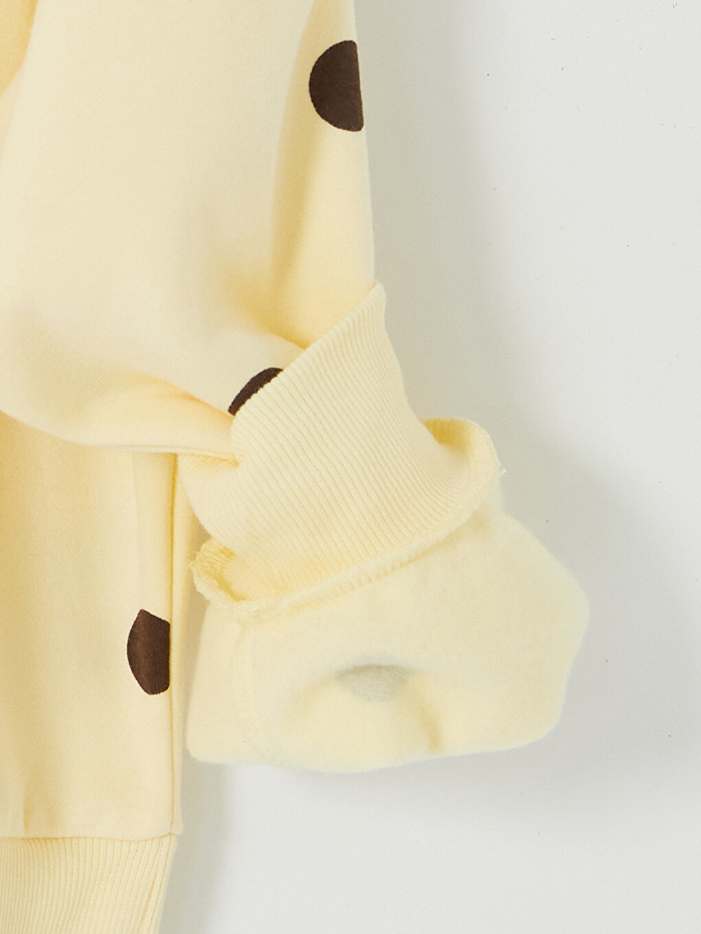 Sarı Puantiyeli Oversize Kadın Kalın Sweatshirt-2