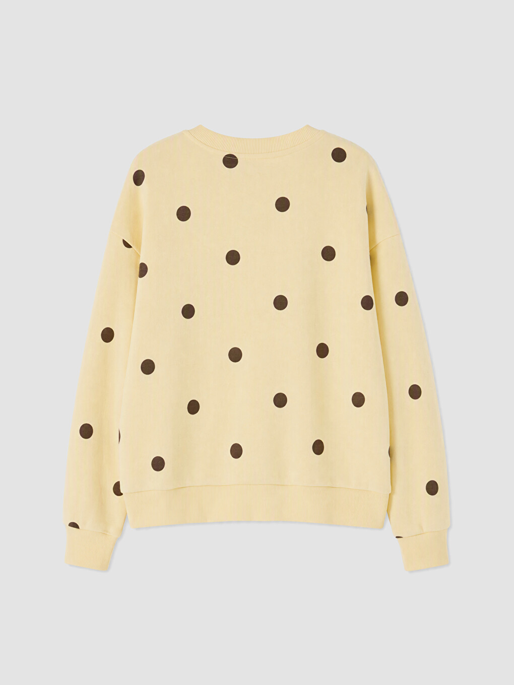 Sarı Puantiyeli Oversize Kadın Kalın Sweatshirt-3
