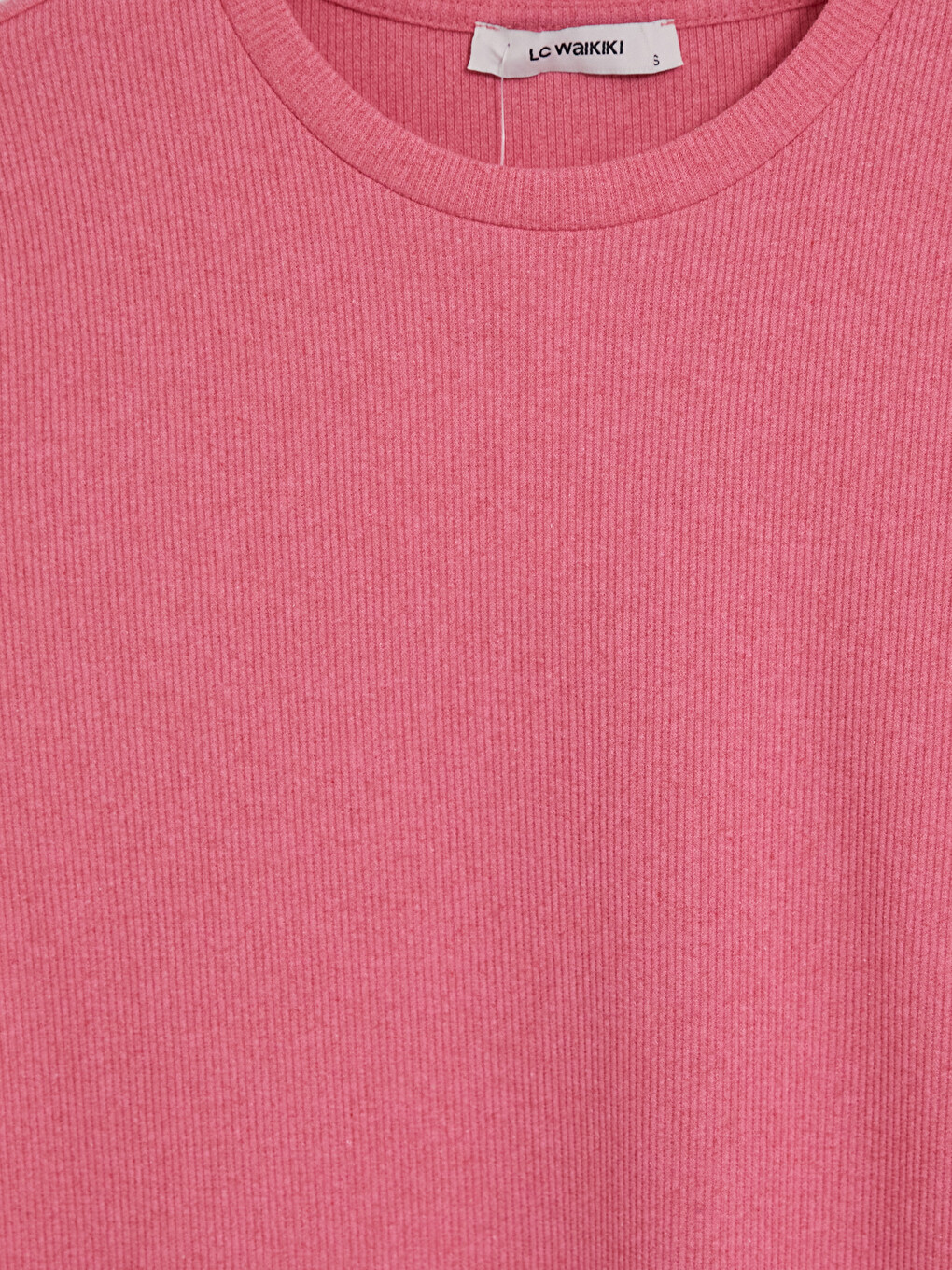 Pembe Bisiklet Yaka Kadın Body-6