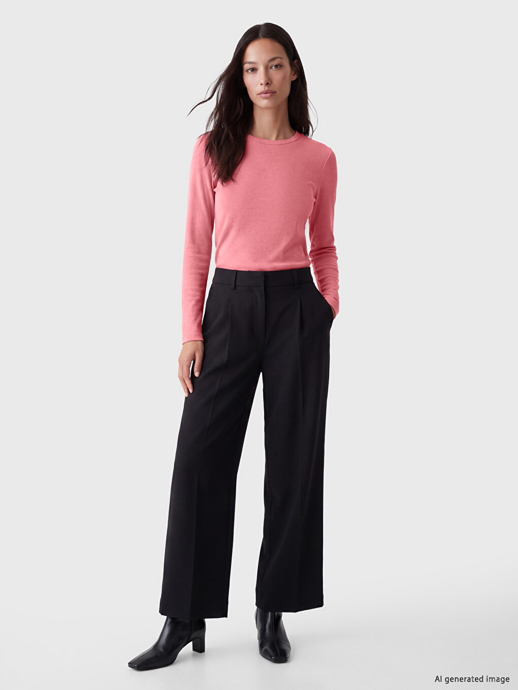 Pembe Bisiklet Yaka Kadın Body-1