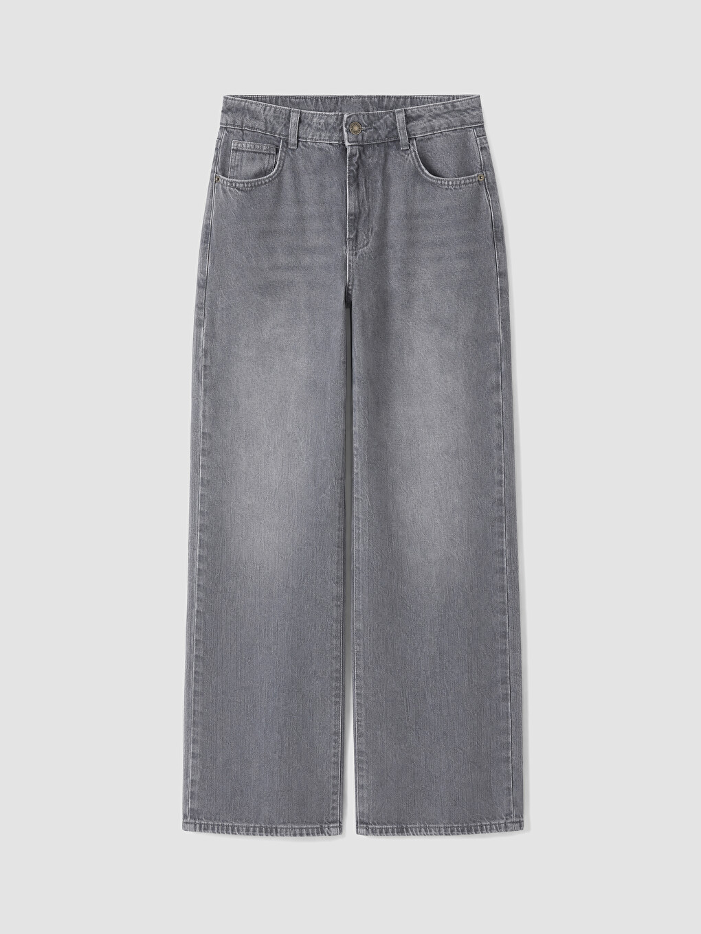 Gri Straight Fit Kadın Jean Pantolon-4