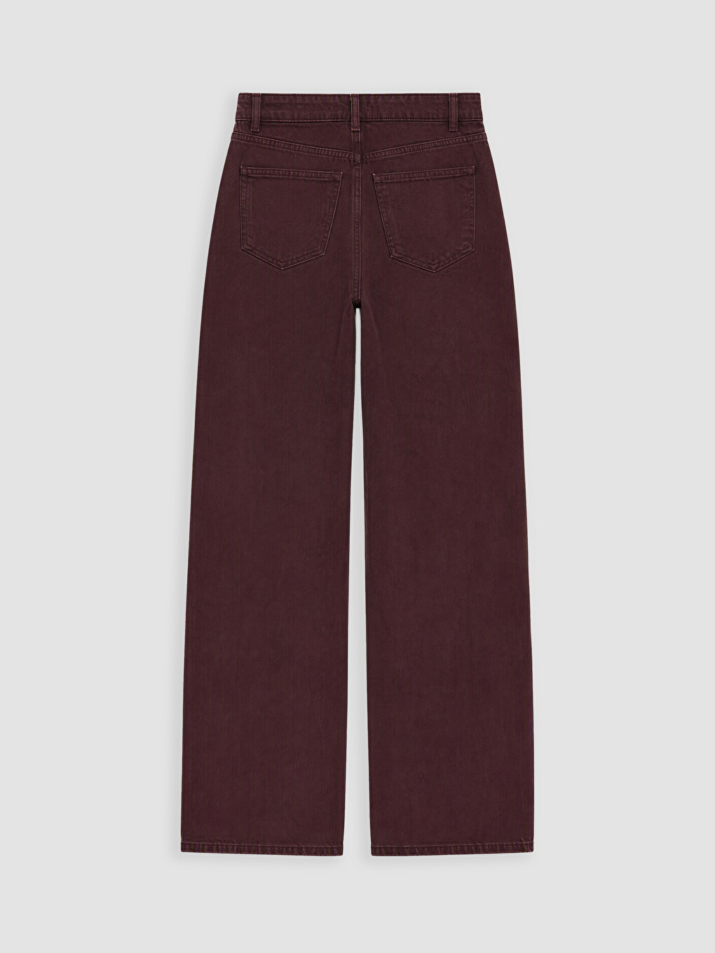 Bordo Yüksek Bel Straight Fit Kadın Jean Pantolon-2