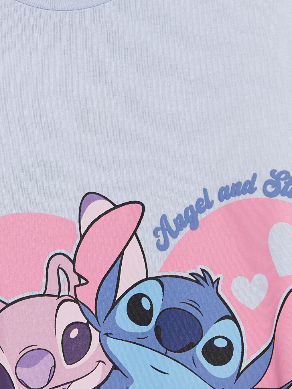 Lila Stitch Ve Angel Baskılı Kız Çocuk Tişört-2