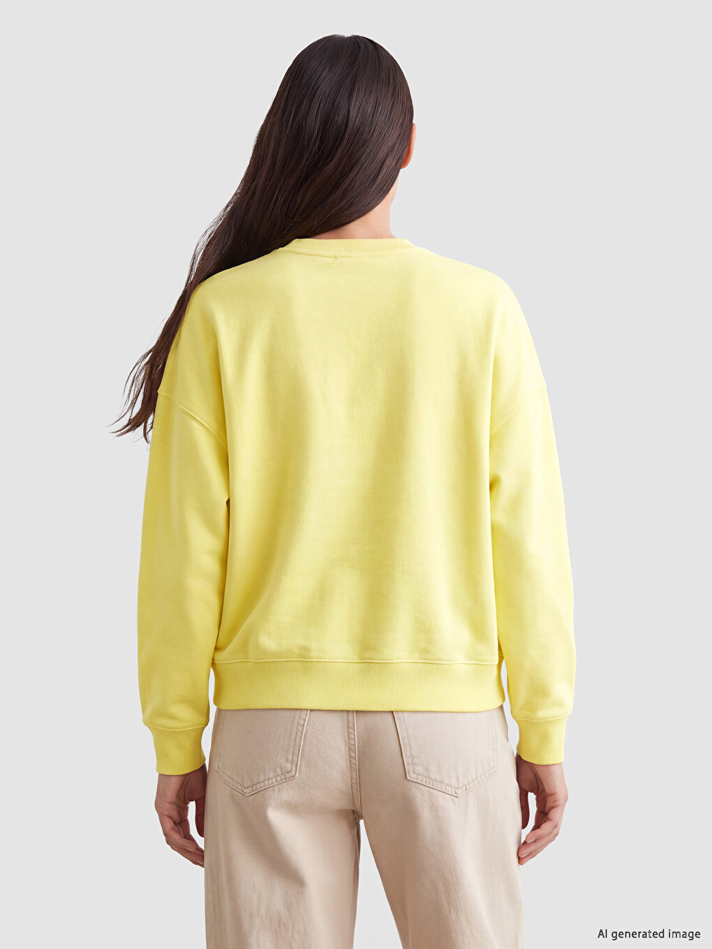 Sarı Baskılı Oversize Kadın Sweatshirt-3