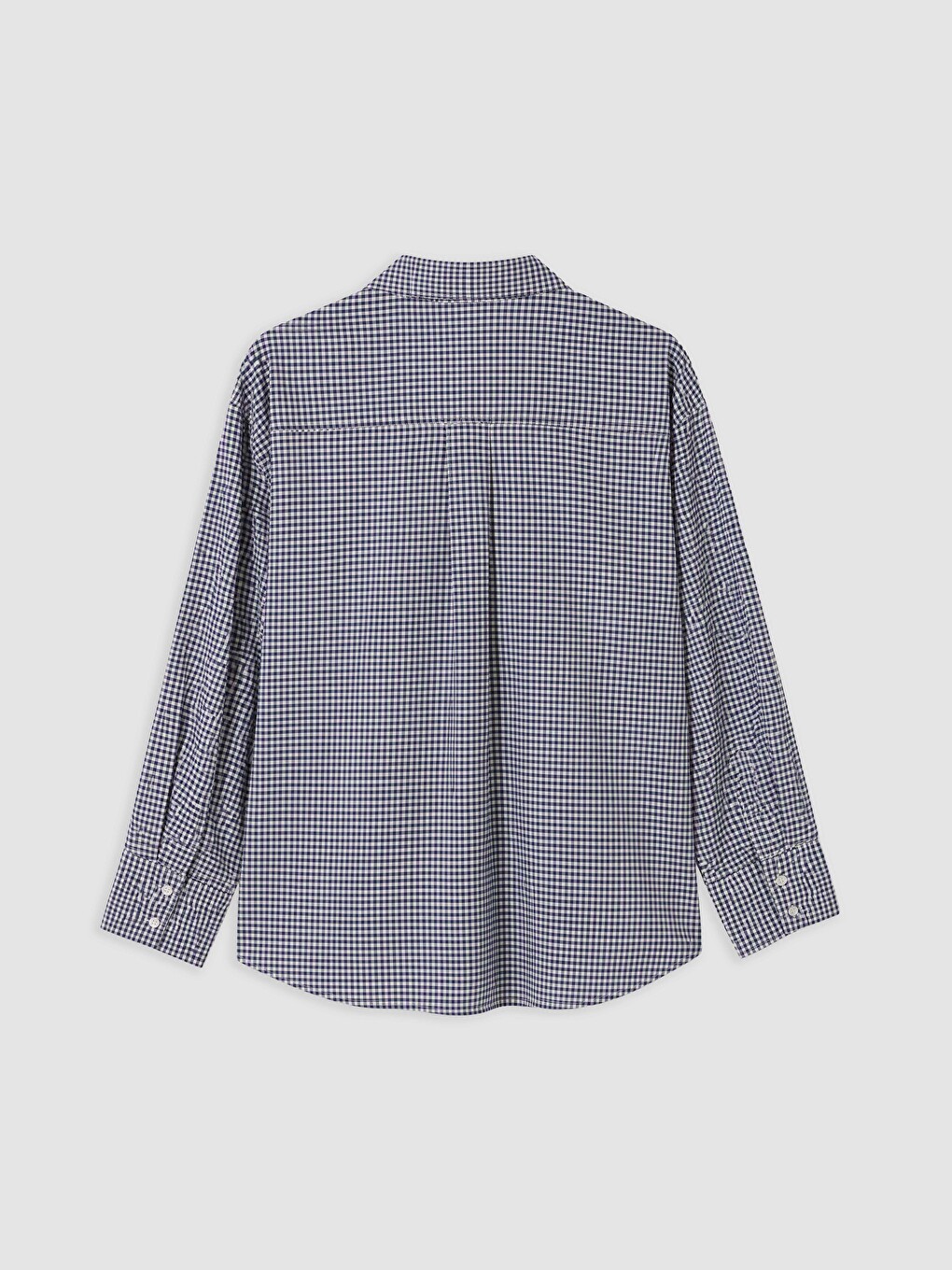 Lacivert Cepli Ekose Oversize Kadın Gömlek-1