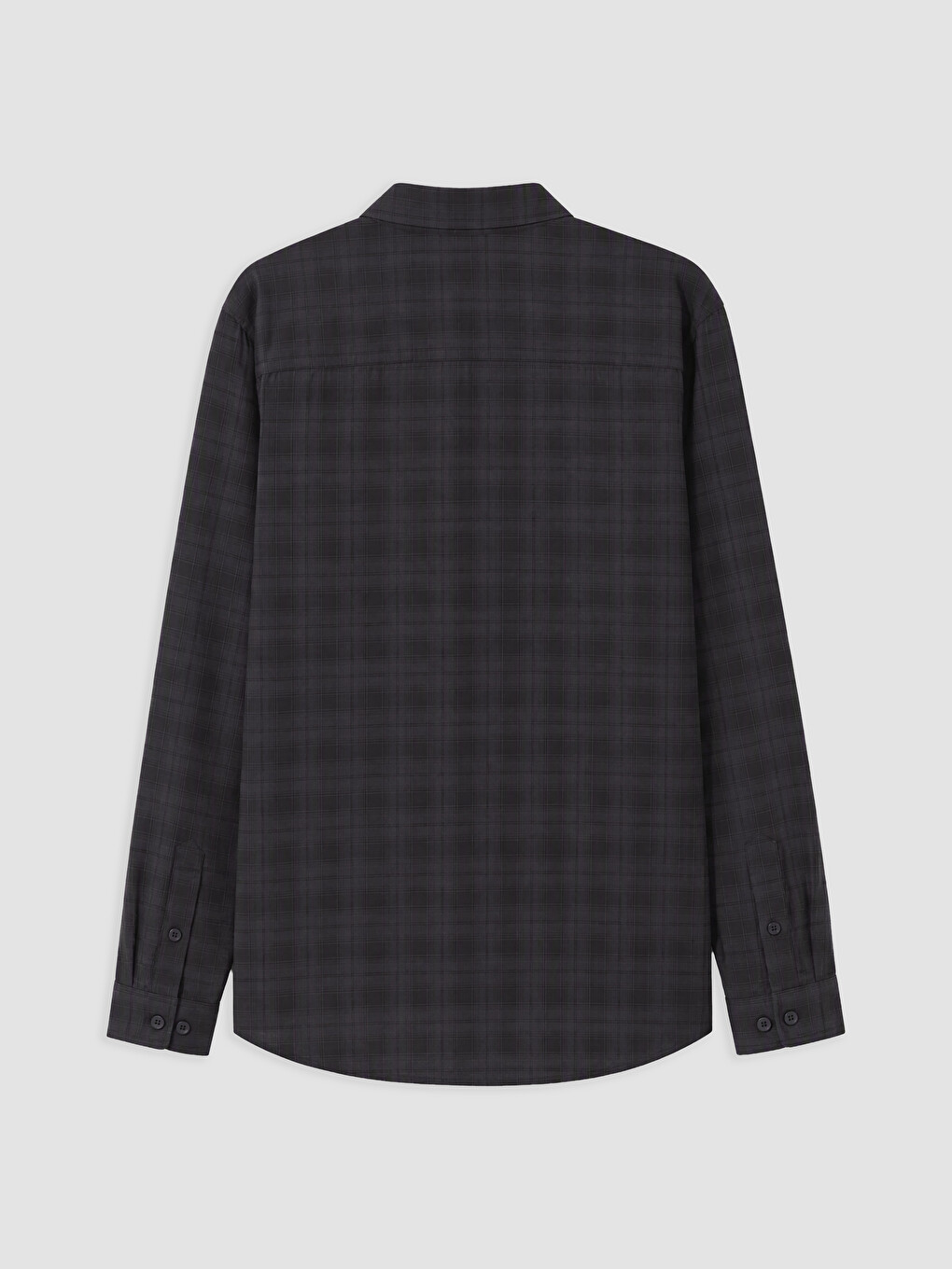 Lacivert Regular Fit Ekose Gabardin Erkek Gömlek-1