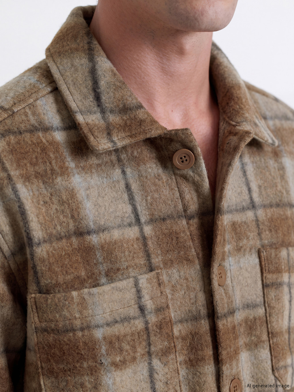 Relax Fit Plaid Men's Shirt Jacket-2