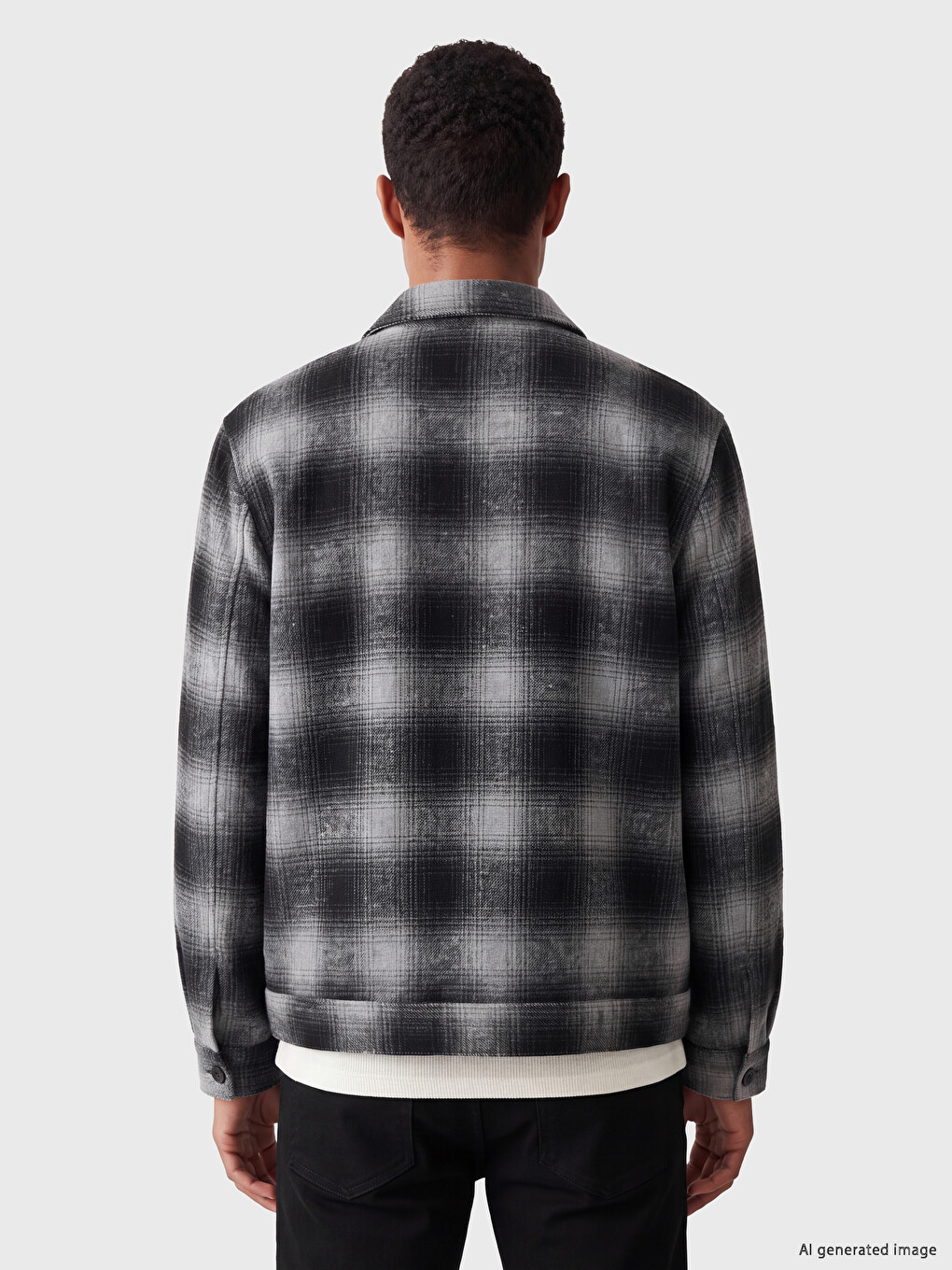 Siyah Regular Fit Ekose Erkek Oduncu Gömlek-3
