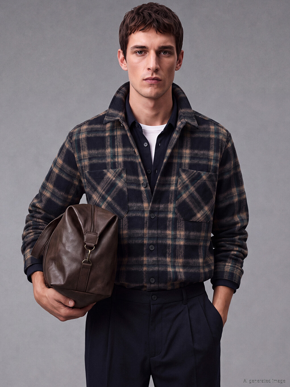 Regular Fit Plaid Men's Shirt Jacket