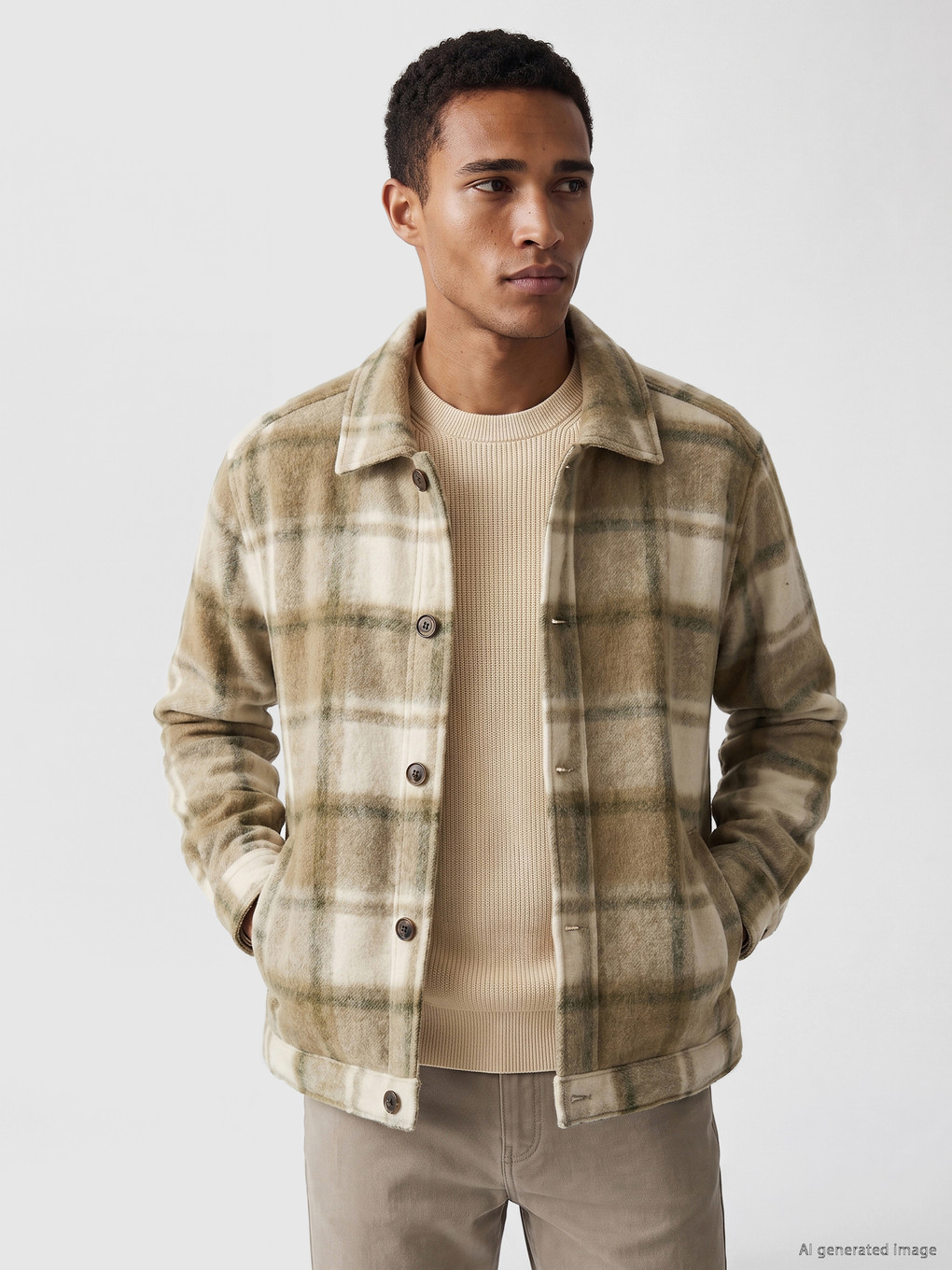 Regular Fit Plaid Men's Shirt Jacket